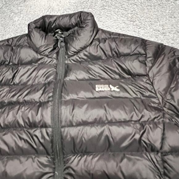 Eddie Bauer Puffer Jacket Kids Youth Large 10/12 Nlack 650 Down Coat - Picture 2 of 9